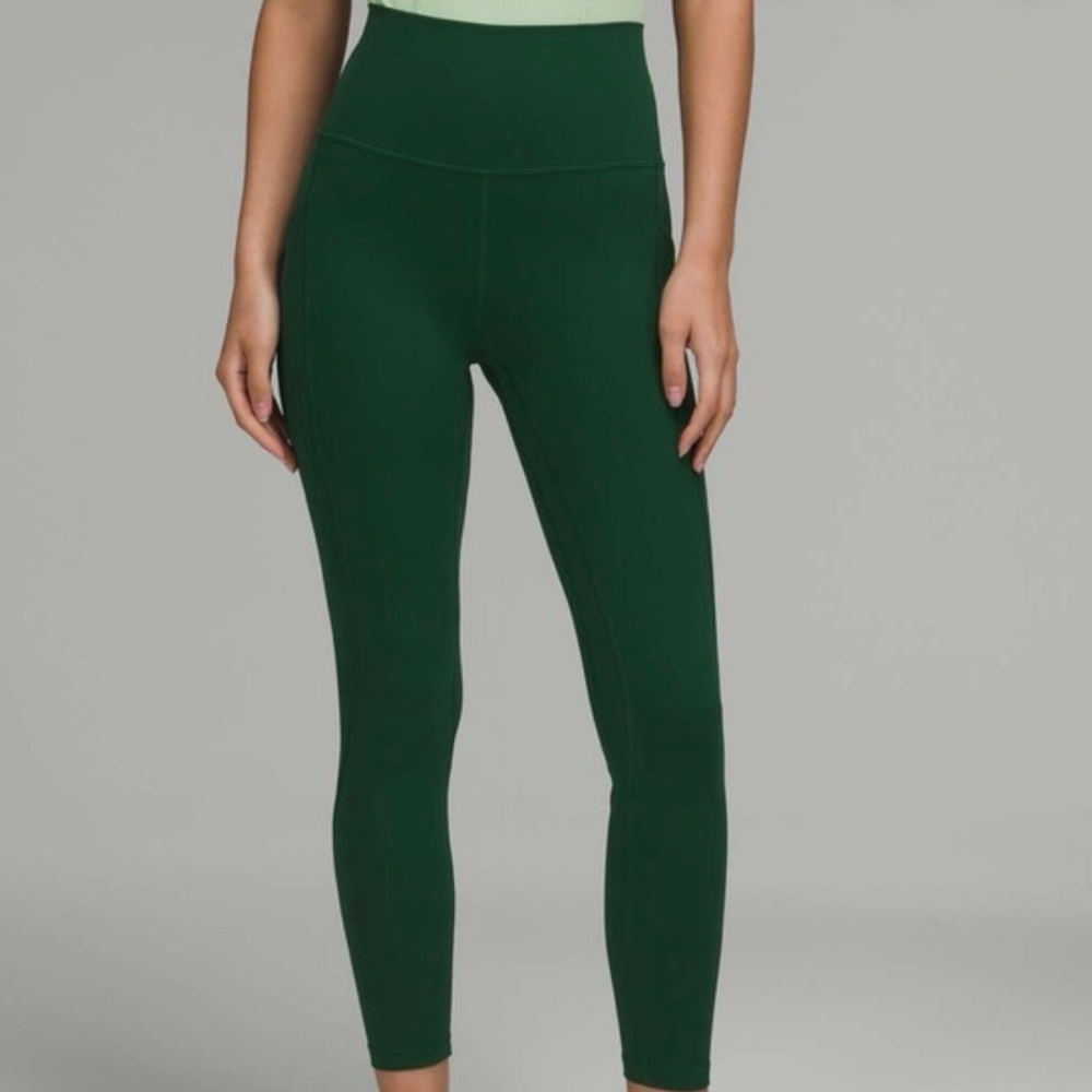 LULULEMON ALIGN GREEN HIGH-RISE CROP LEGGINGS WITH POCKETS NWOT - 10 - Picture 3 of 13
